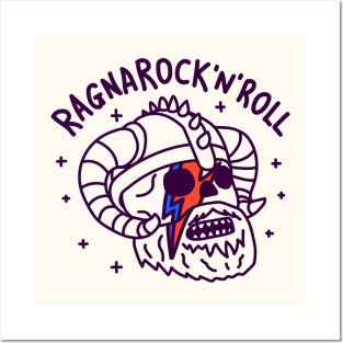 Ragnarock 'n' Roll - lightning bolt on Viking helmet skull Posters and Art